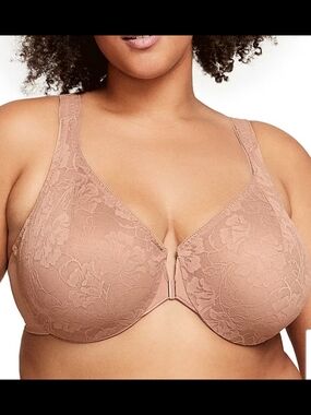 Glamorise Beige Floral Lace Underwire Bra